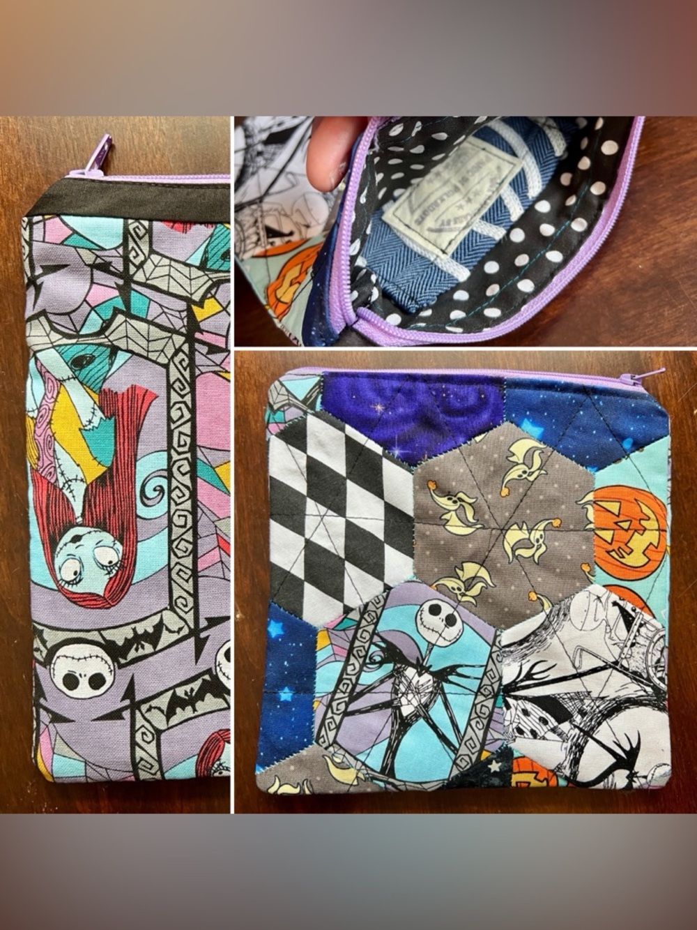 Hexagons Square Zipper Pouch - Nightmare Before Xmas